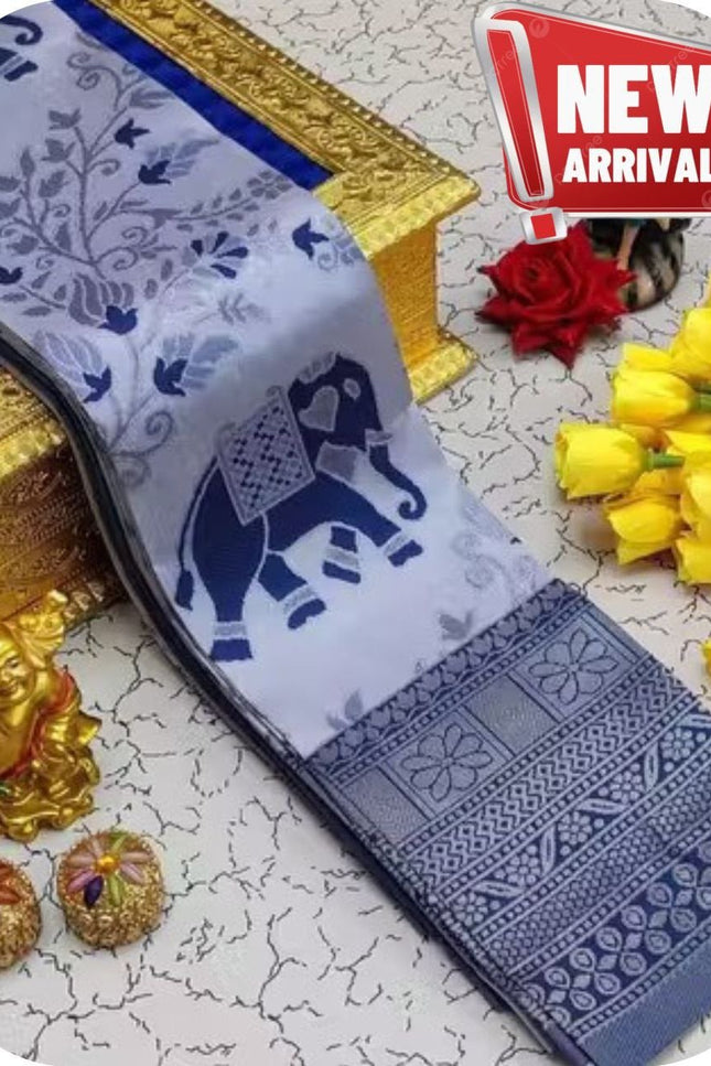 Flowers and Mina Fancy Lightweight Silk Saree with 3D Embossed Design - Rosepetals Luxe