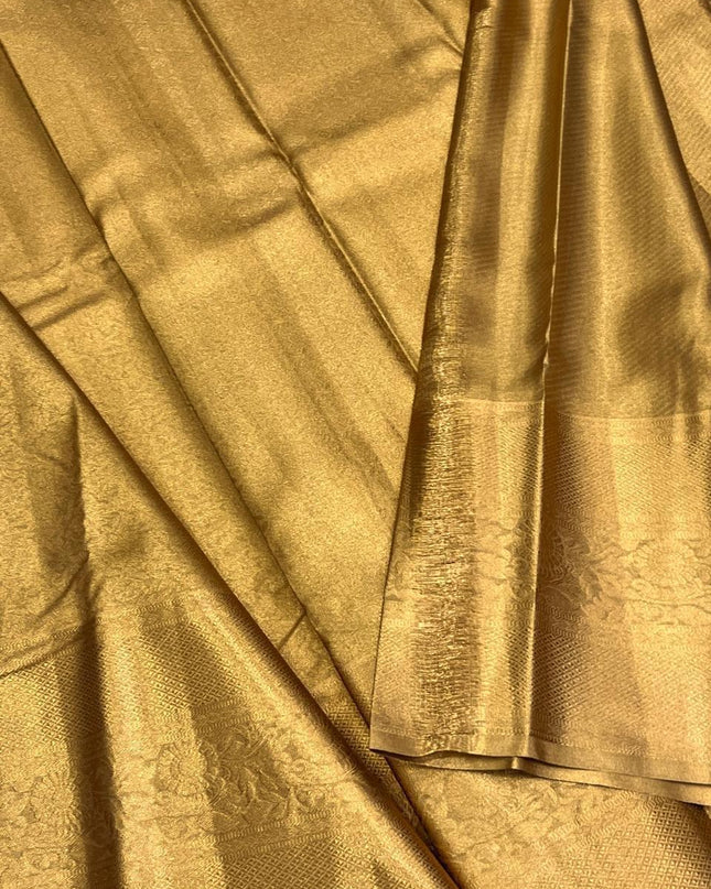 Full Gold Bridal Kanchipuram Luxe Silk Saree | Wedding & Festive | Rosepetals Luxe - Rosepetals Luxe