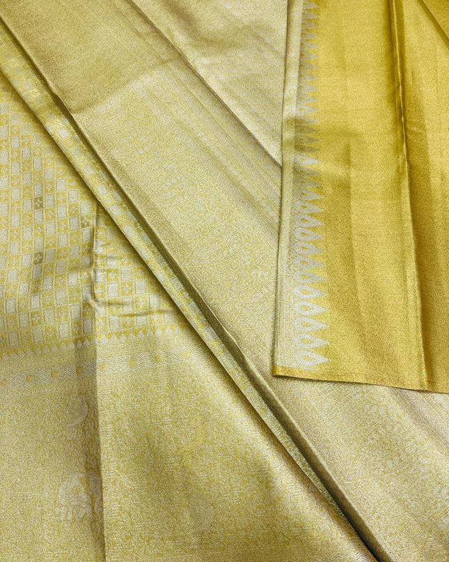 Full Gold Bridal Kanchipuram Luxe Silk Saree | Wedding & Festive | Rosepetals Luxe - Rosepetals Luxe