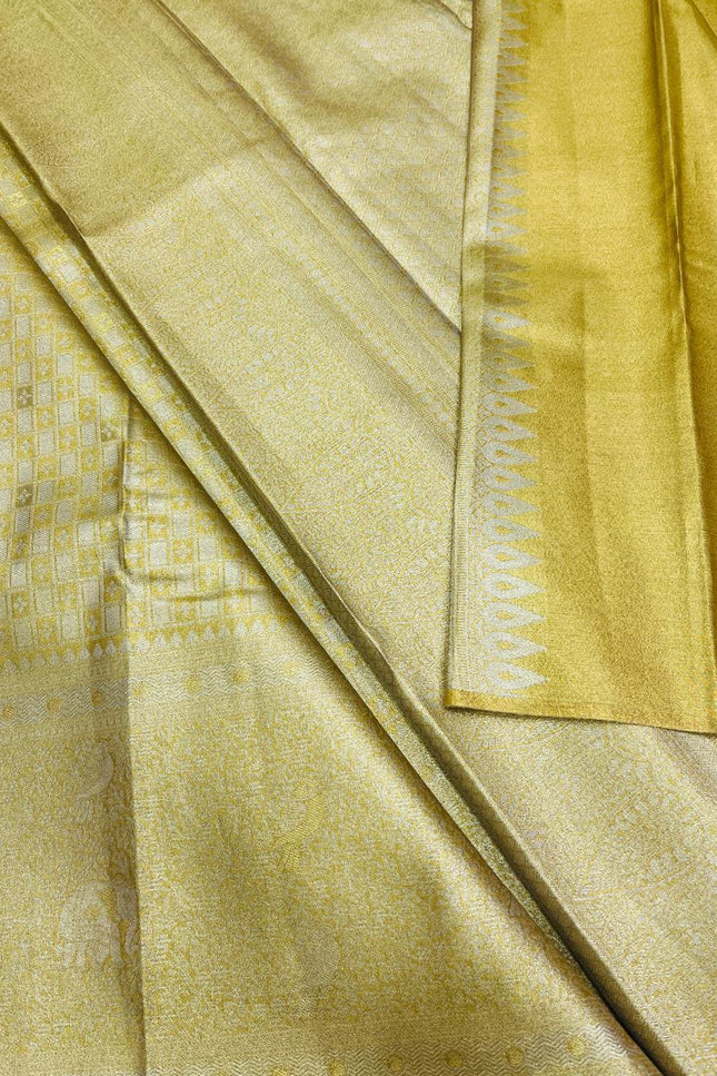 Full Gold Bridal Kanchipuram Luxe Silk Saree | Wedding & Festive | Rosepetals Luxe - Rosepetals Luxe