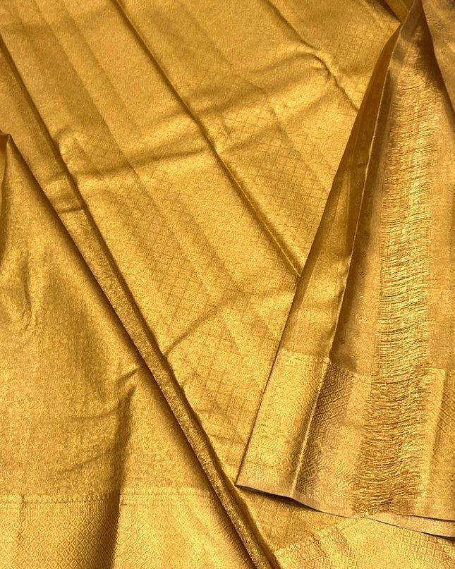 Full Gold Bridal Kanchipuram Luxe Silk Saree | Wedding & Festive | Rosepetals Luxe - Rosepetals Luxe