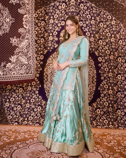 Fully Stitched Heavy Japan Satin Lehenga Choli Set with 5MM Sequin Embroidery - Rosepetals Luxe