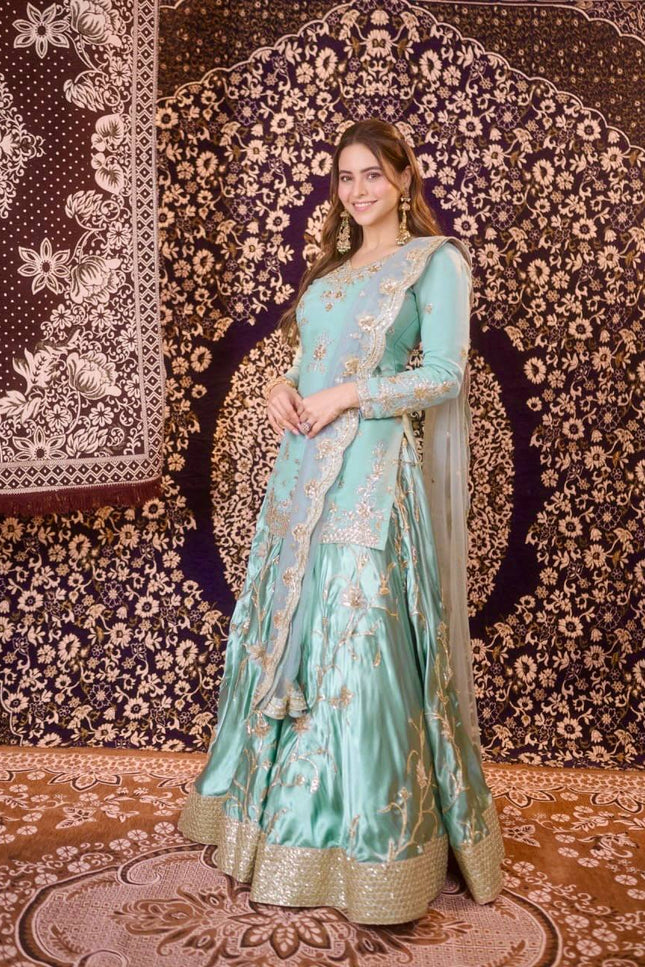 Fully Stitched Heavy Japan Satin Lehenga Choli Set with 5MM Sequin Embroidery - Rosepetals Luxe