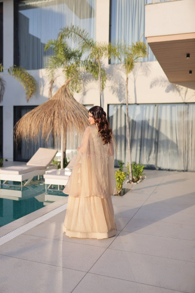Fully - Stitched Sindur Silk Lehenga Choli With Shrug | Beads Embroidery Work - Rosepetals Luxe