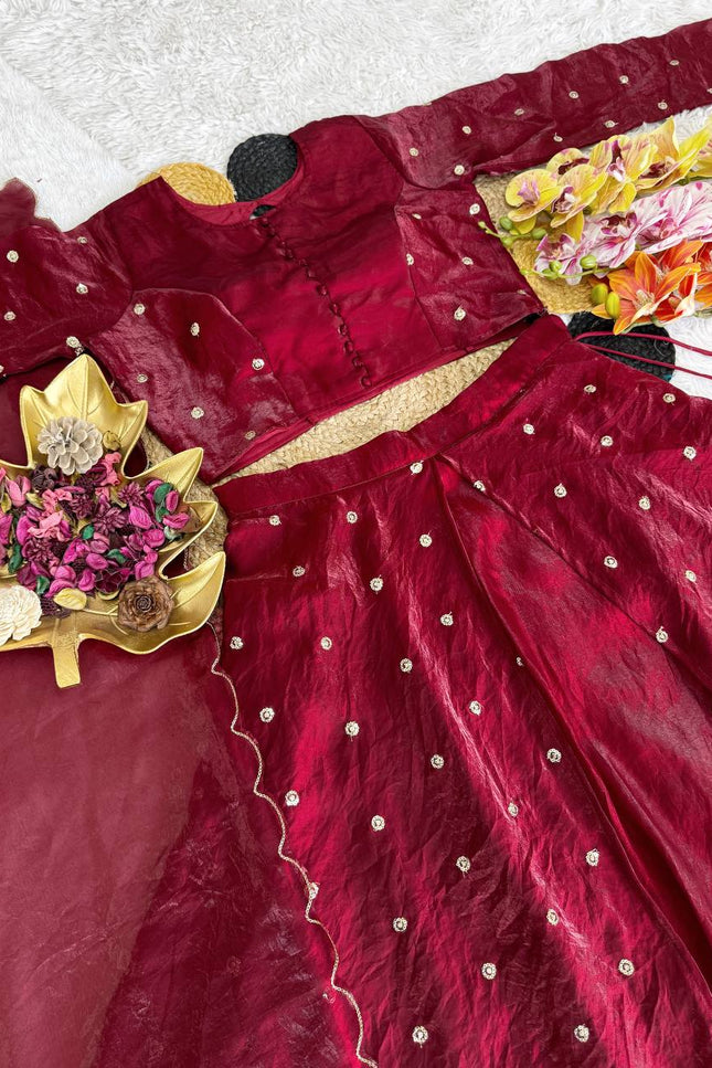 Fully Stitched Soft Silk Sequins Embroidery Lehenga | Stitched Blouse - Rosepetals Luxe