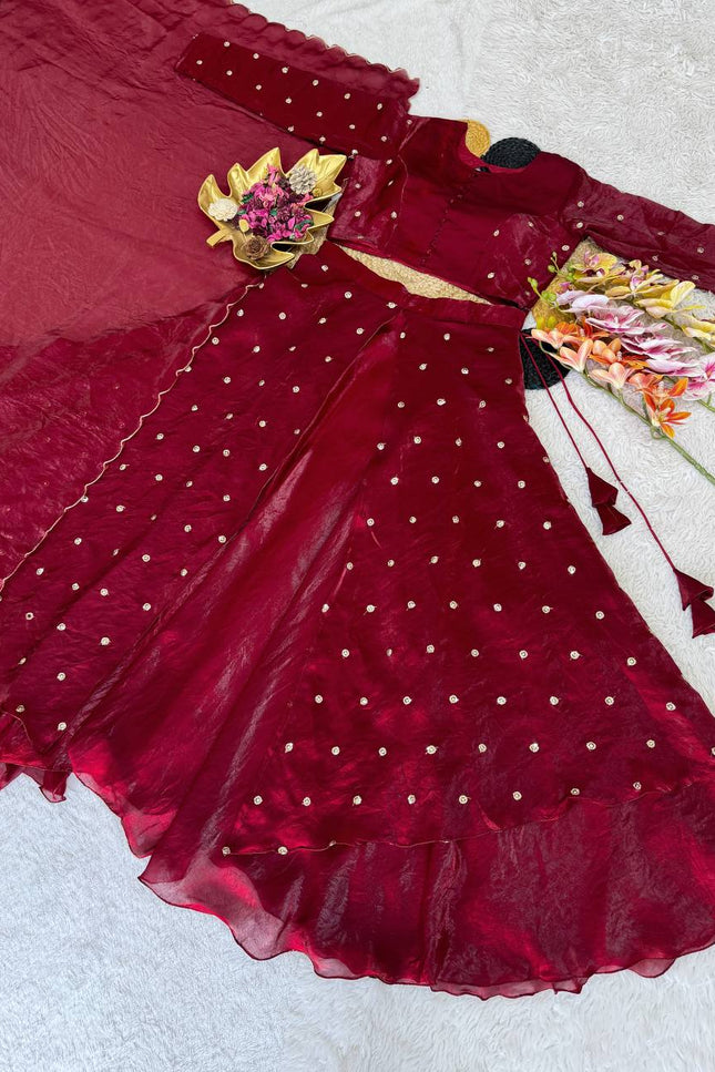 Fully Stitched Soft Silk Sequins Embroidery Lehenga | Stitched Blouse - Rosepetals Luxe