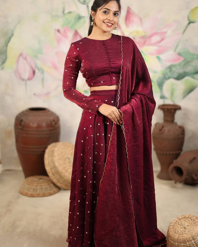 Fully Stitched Soft Silk Sequins Embroidery Lehenga | Stitched Blouse - Rosepetals Luxe