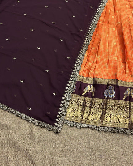 Gadwal Silk Lehenga Choli – Zari Weaving & Embroidery with Georgette Dupatta - Rosepetals Luxe