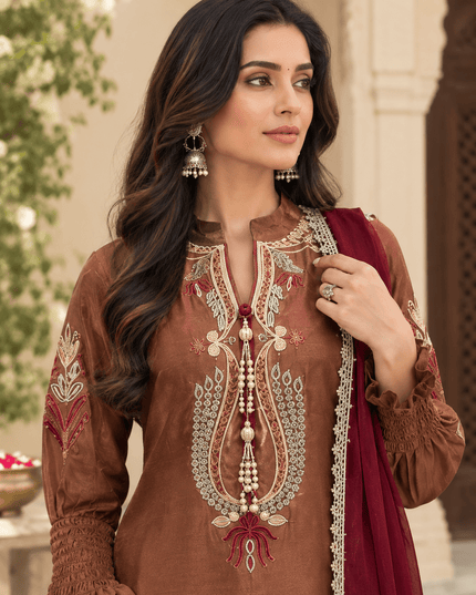 Gajji Silk Embroidered Patiala Suit Set - Rosepetals Luxe