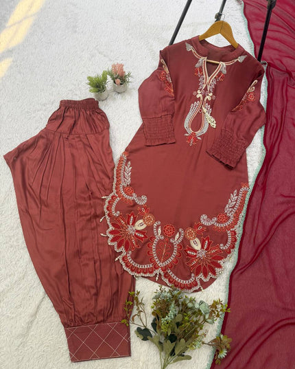 Gajji Silk Embroidered Patiala Suit Set - Rosepetals Luxe