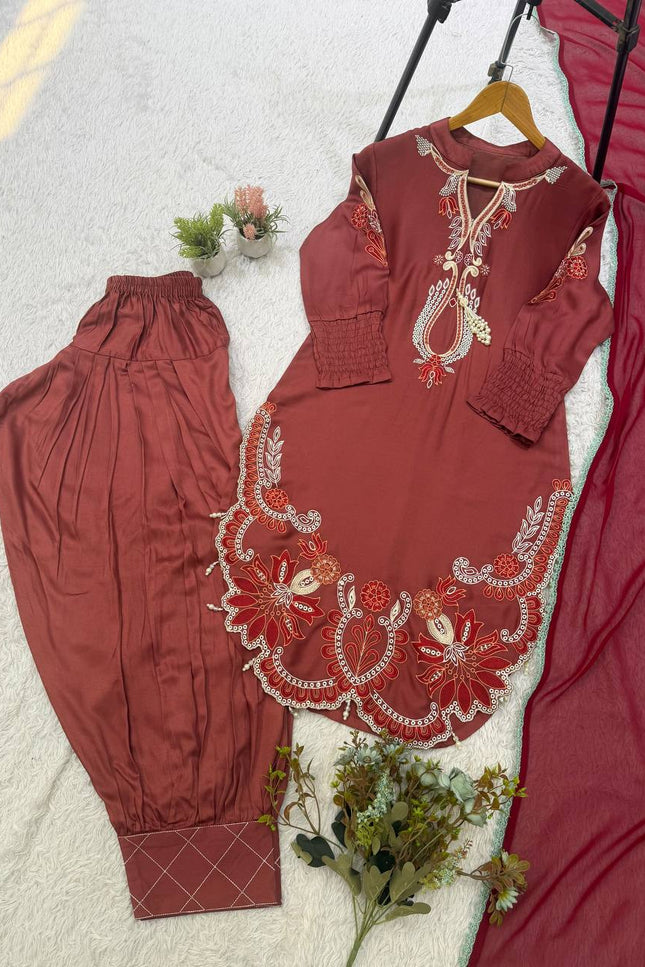 Gajji Silk Embroidered Patiala Suit Set - Rosepetals Luxe