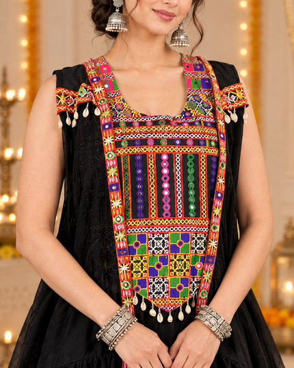 Gamthi Mirror-Work Lehenga Choli with Jacket - Rosepetals Luxe