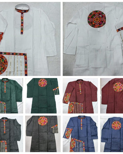 Gamthi Work Cotton Kurta Dhoti Set | Navratri Festive Wear - Rosepetals Luxe