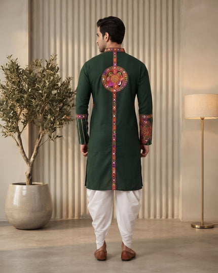Gamthi Work Cotton Kurta Dhoti Set | Navratri Festive Wear - Rosepetals Luxe