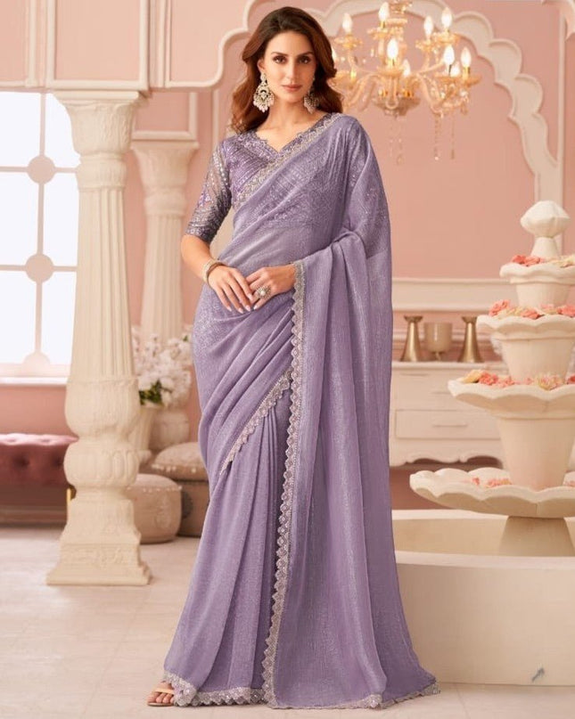 Georgette Saree with Banglori Silk Work Blouse Piece - Rosepetals Luxe