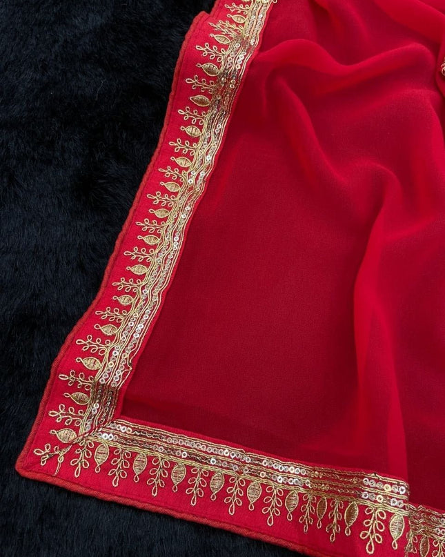 Georgette Silk Saree With Embroidery Work | Perfect For Party Wear - Rosepetals Luxe