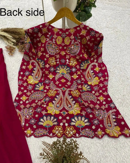Georgette Top & Palazzo Set | Sequin Embroidery | Festive & Party Wear - Rosepetals Luxe