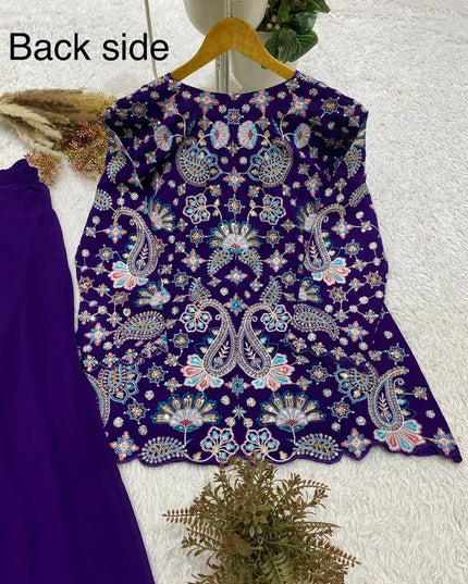 Georgette Top & Palazzo Set | Sequin Embroidery | Festive & Party Wear - Rosepetals Luxe