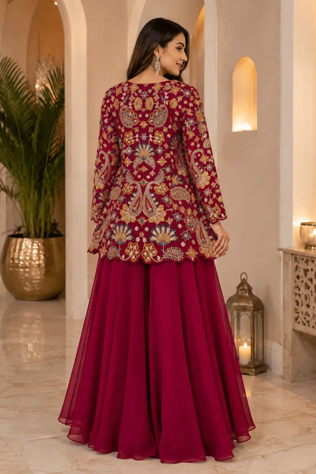 Georgette Top & Palazzo Set | Sequin Embroidery | Festive & Party Wear - Rosepetals Luxe