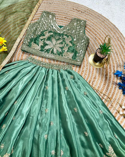Girls Festive Chinon Silk Lehenga Set | Digital Print & Embroidery | Ages 2–15 | Weddings & Festivals - Rosepetals Luxe