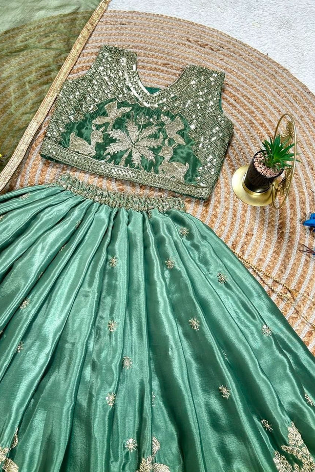 Girls Festive Chinon Silk Lehenga Set | Digital Print & Embroidery | Ages 2–15 | Weddings & Festivals - Rosepetals Luxe
