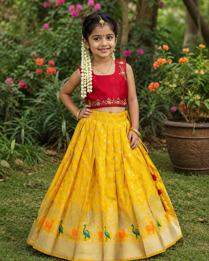 Girls Heavy Maggam Work Lehenga Choli | Pure Silk & Mono Silk | Festive & Wedding - Rosepetals Luxe