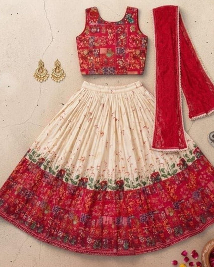 Girls Kediya Style Lehenga Choli Set – Fully Stitched - Rosepetals Luxe