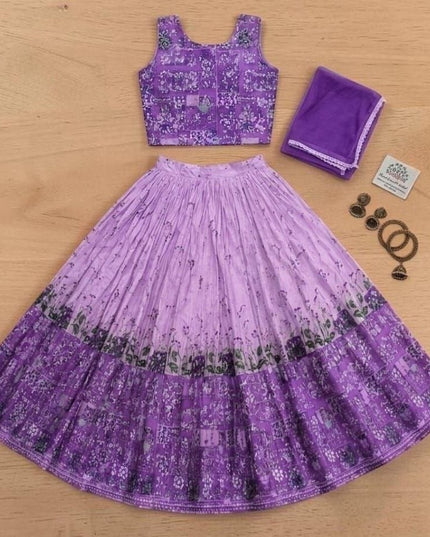 Girls Kediya Style Lehenga Choli Set – Fully Stitched - Rosepetals Luxe