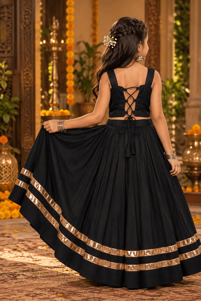 Girls' Roman Silk Mirror-Work Navratri Chaniya Choli - Rosepetals Luxe