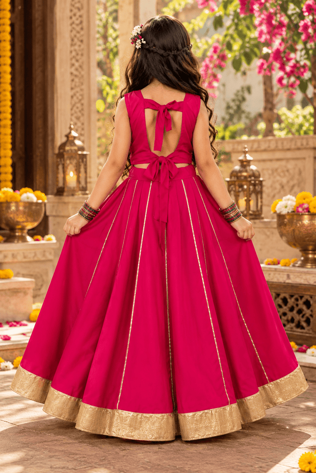 Girls' Roman Silk Mirror-Work Navratri Chaniya Choli - Rosepetals Luxe