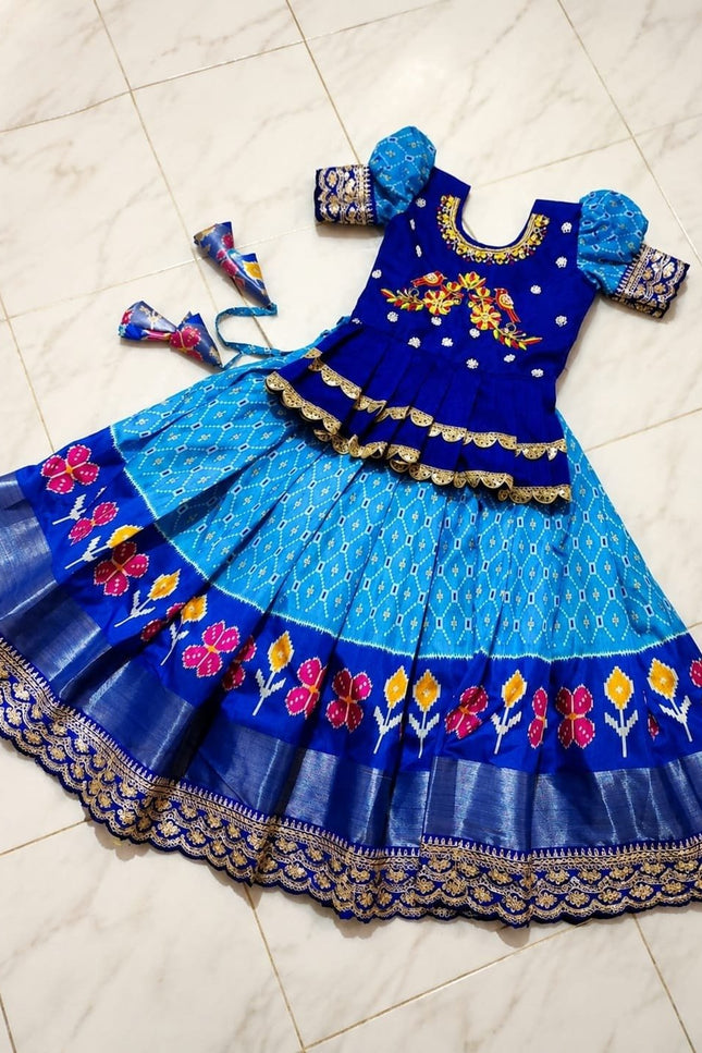 Girls’ Silk Lehenga Choli with Maggam Embroidery - Rosepetals Luxe