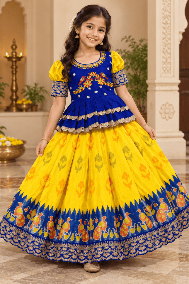 Girls’ Silk Lehenga Choli with Maggam Embroidery - Rosepetals Luxe