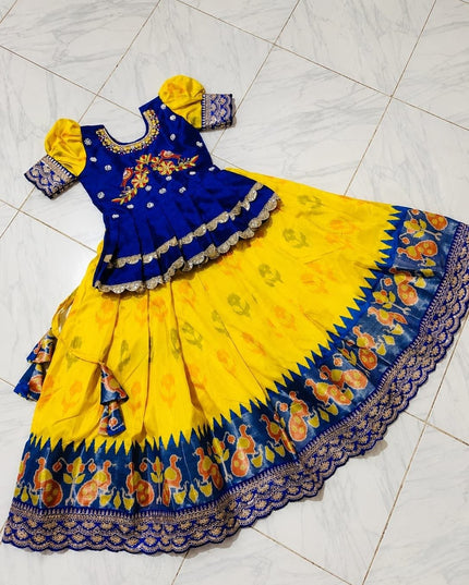 Girls’ Silk Lehenga Choli with Maggam Embroidery - Rosepetals Luxe