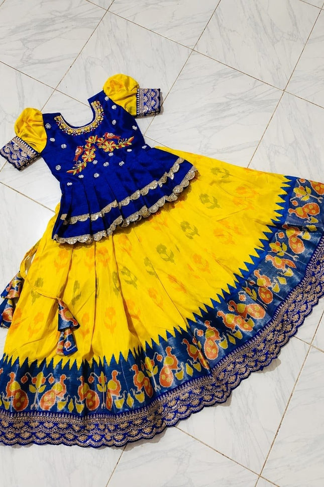 Girls’ Silk Lehenga Choli with Maggam Embroidery - Rosepetals Luxe