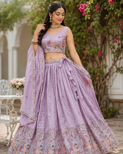 Gold Crush Lehenga Choli Set | Sequin & Thread Embroidery - Rosepetals Luxe