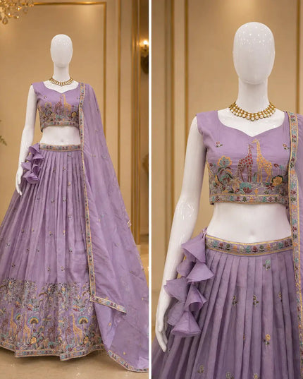Gold Crush Lehenga Choli Set | Sequin & Thread Embroidery - Rosepetals Luxe