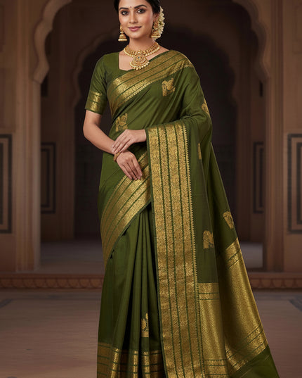 Kanchipuram Handloom Pure Silk Saree | Big Border Fancy Collection