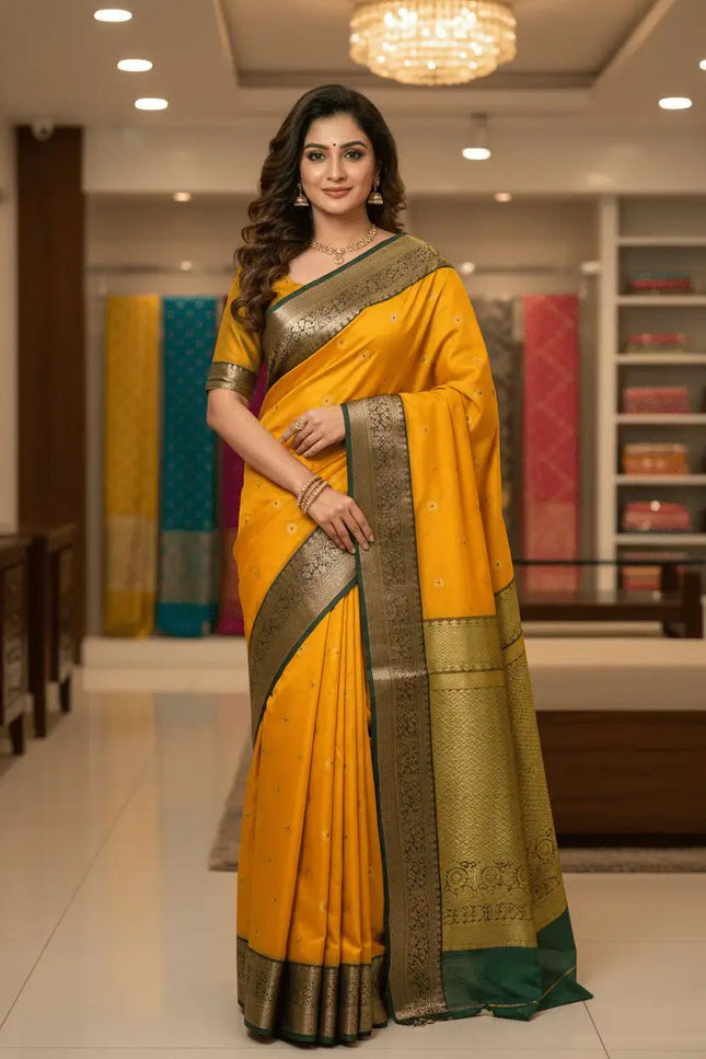 Handwoven Pure Chanderi Katan Silk Saree | Meenakari Motifs & Golden Zari Pallu - Rosepetals Luxe