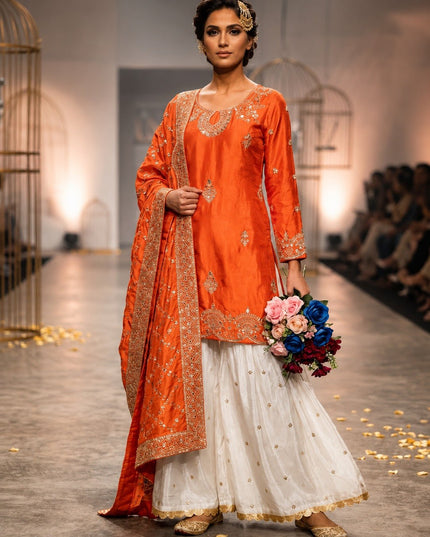 Heavy Chinon Silk Kurta Palazzo Set | Embroidery Work | Festive & Party Wear | Rosepetals Luxe - Rosepetals Luxe