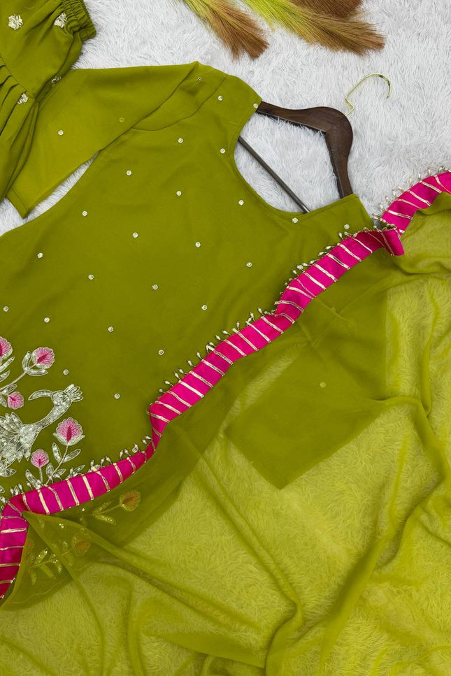 Heavy Faux Georgette Embroidery Sequin Punjabi Suit | Fully Stitched with Dupatta - Rosepetals Luxe
