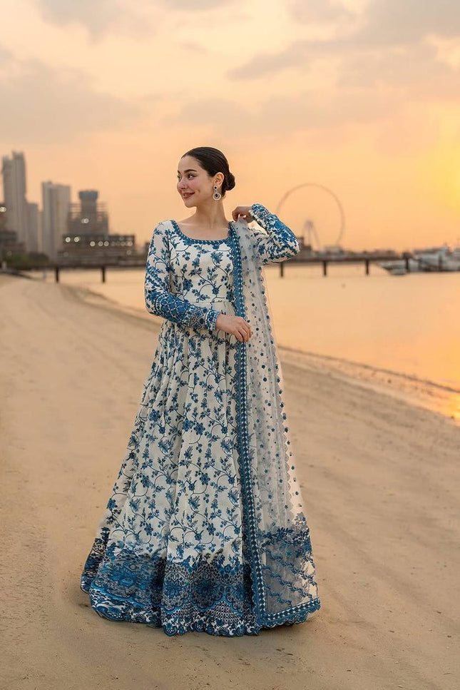 Heavy Faux Georgette Party Wear Gown with Bottom and Dupatta Set | Heavy Embroidery Work - Rosepetals Luxe