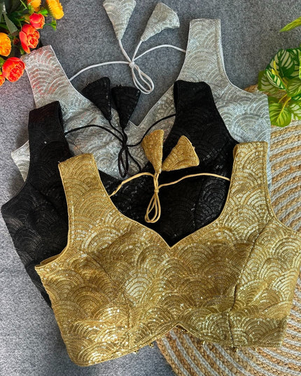 Heavy Fox Georgette Sequin Blouse | Fully Stitched | Party & Festive Wear | 3 Colours - Rosepetals Luxe