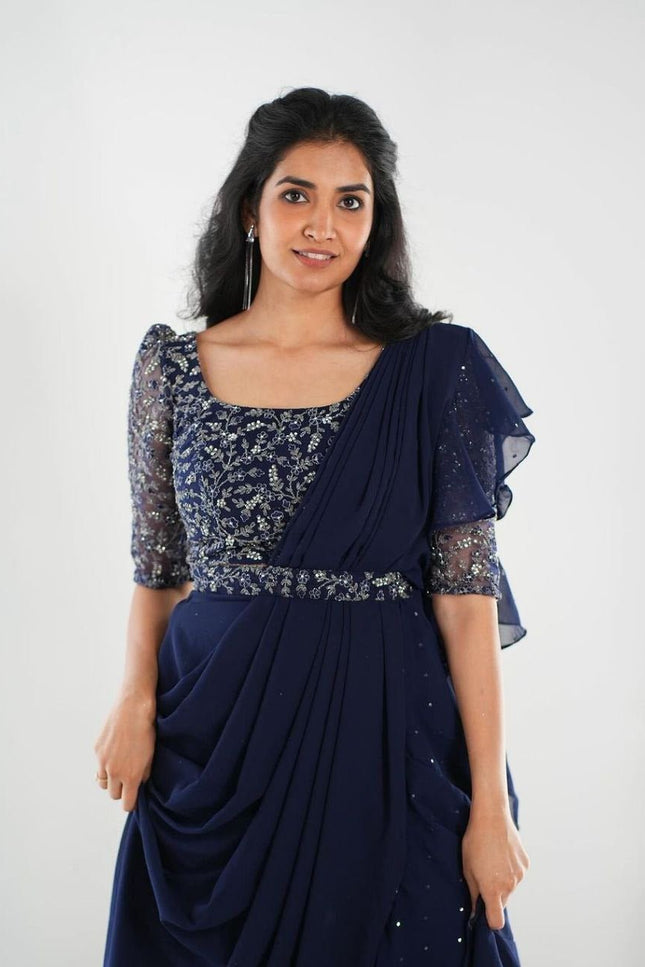 Heavy Georgette Mother Daughter Combo | Party Wear Lahenga Saree With Stiched Blouse - Rosepetals Luxe