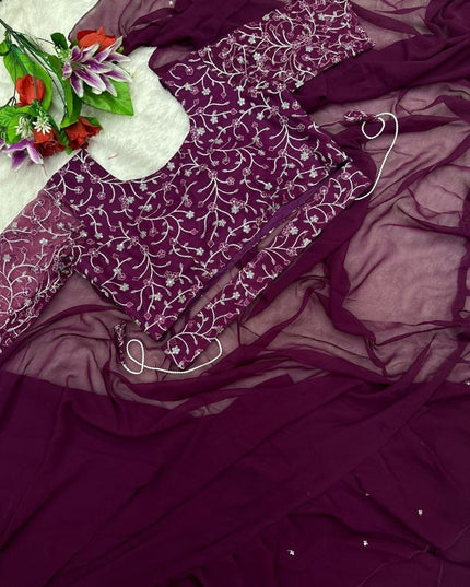 Heavy Georgette Mother Daughter Combo | Party Wear Lahenga Saree With Stiched Blouse - Rosepetals Luxe