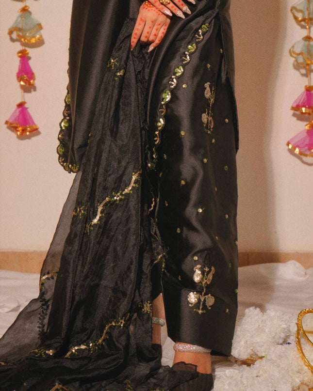 Heavy Japan Satin Farshi Salwar Suit | Embroidery Sequence Work | Festive & Party Wear - Rosepetals Luxe