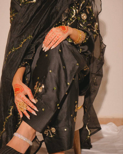 Heavy Japan Satin Farshi Salwar Suit | Embroidery Sequence Work | Festive & Party Wear - Rosepetals Luxe