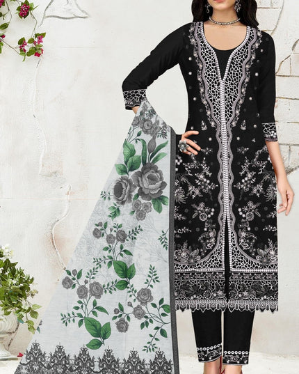Heavy Slub Cotton Embroidered Suit Set | Cutwork & Khatli Work with Mul Chanderi Dupatta - Rosepetals Luxe