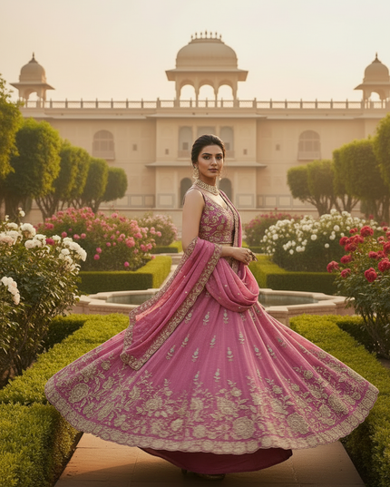 Premium Pure Tissue Lehenga Choli Set with Heavy Zari Dori Sequins Embroidery and Designer Dupatta Bridal Wedding Festive Wear