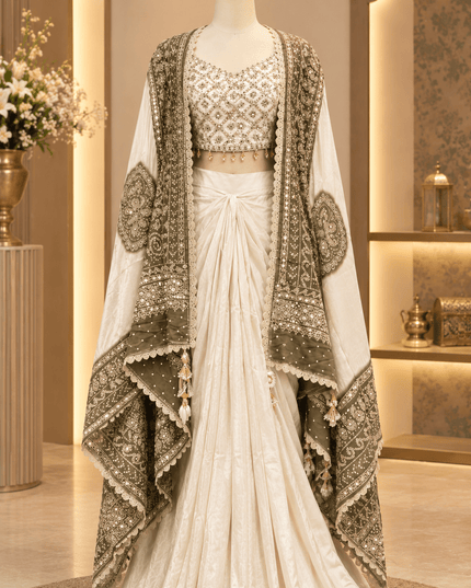 Indo-Western Mirror-Work Dhoti Set - Rosepetals Luxe