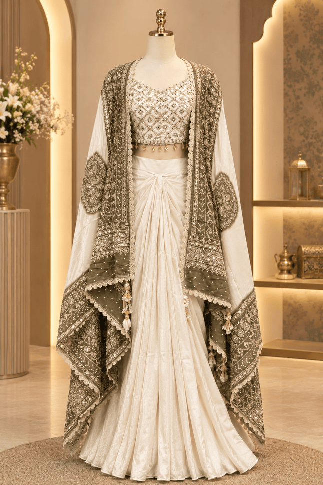 Indo-Western Mirror-Work Dhoti Set - Rosepetals Luxe